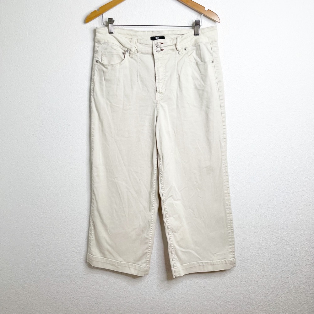 Frye Womens Cream Wide Leg Crop High Rise Stretch Pants Size 30